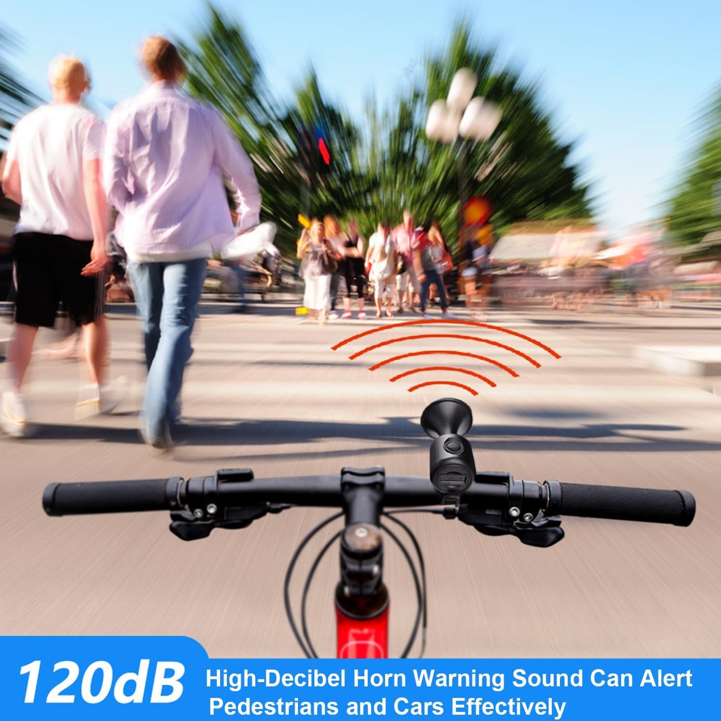 AaiLucky Electric Bike Horn, 120dB Loud Bicycle Horn, Electronic Bicycle Bells for Adults/Kids Bike/Scooter/Ebike, 300mAh Battery Operated, Waterproof