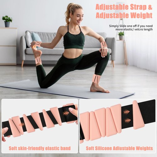 Ankle Weights for Women Wrist Weights Set of 2 (2 lbs Each) Adjustable Arm Leg Weight for Women Men Suitable for Walking Swimming Running Pilates Yoga Gym- Flesh Pink