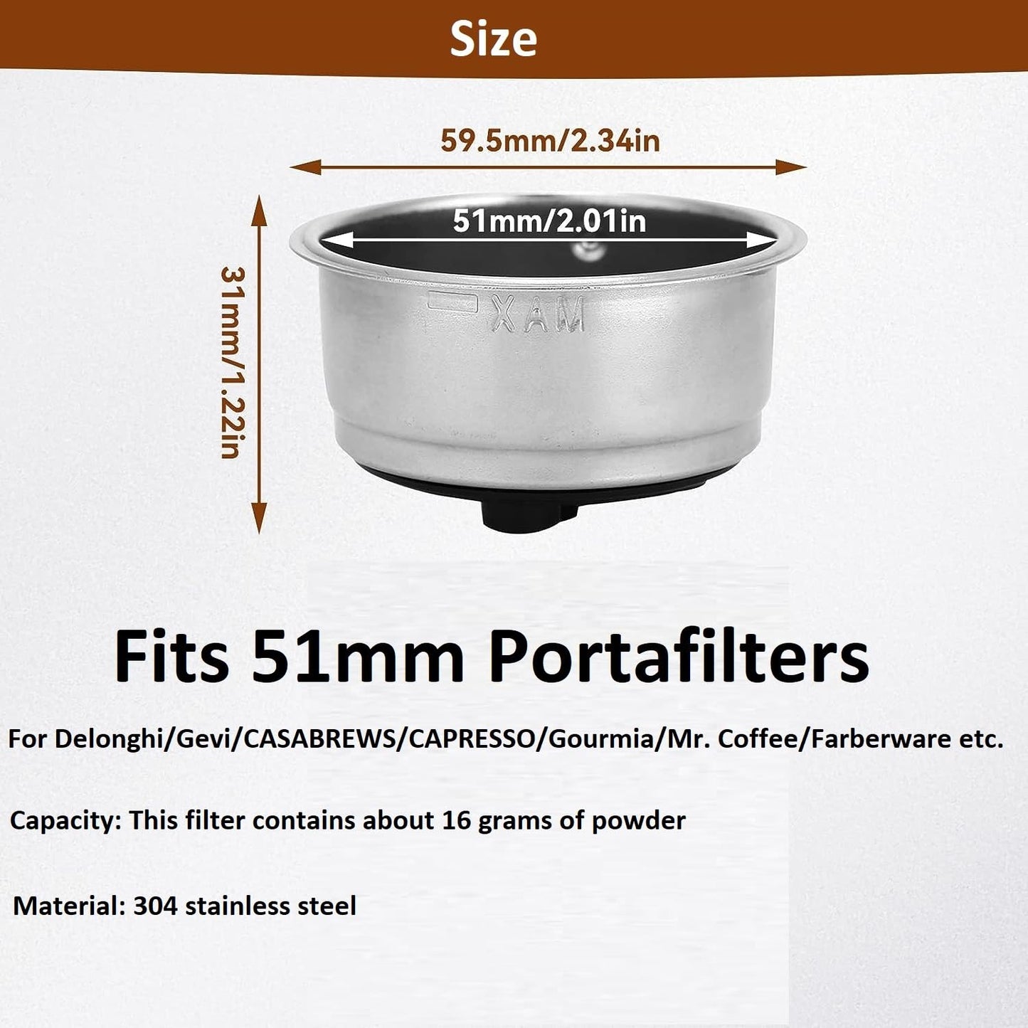 CAPFEI Pressurized Filter Basket 51mm Compatible with Gevi and most 51mm Portafilter - 2 Cups Capacity