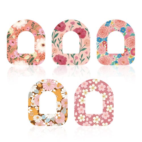 25pcs Adhesive Patches for Omnipod 5, Waterproof Overpatches CGM Sensor Covers Breathable Adhesive Tape Grip Sensor Stickers for Omnipod 5 Accessories (Floral Print)