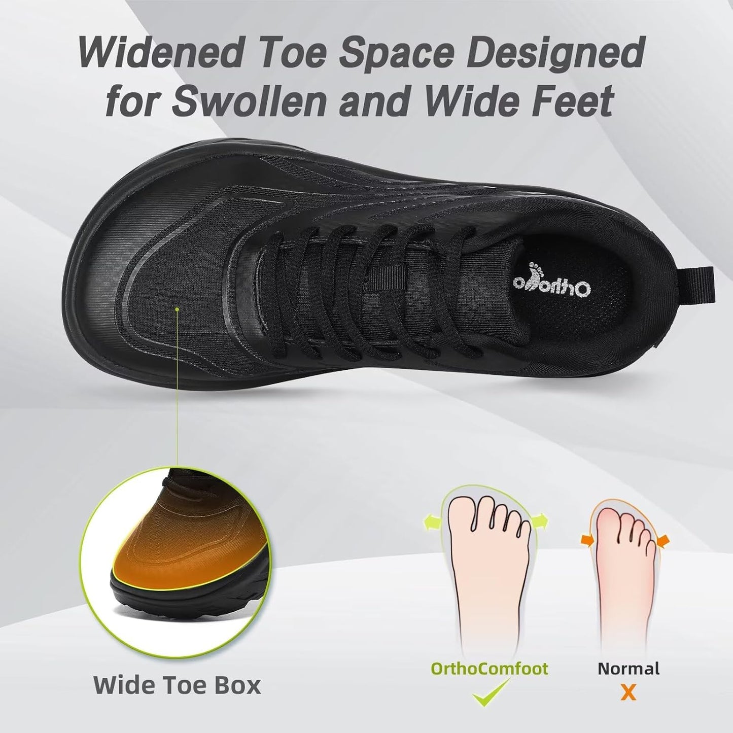 Skiennix Men's Orthopedic Running Shoes - Comfortable Arch Support for Diabetic Feet | Casual Sneakers for Pain Relief