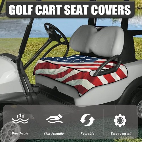 Generic Golf Cart Seat Covers - Red/White/Blue - Polyester, Spandex - Universal Fit - Golf Cart