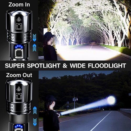 AKNEAR Rechargeable LED Flashlight 99000 High Lumens, Super Bright Flashlights with Zoomable & USB C Rechargeable & 5 Light Mode & IPX-7 Waterproof, Powerful Flash Light for Home, Hiking, Camping