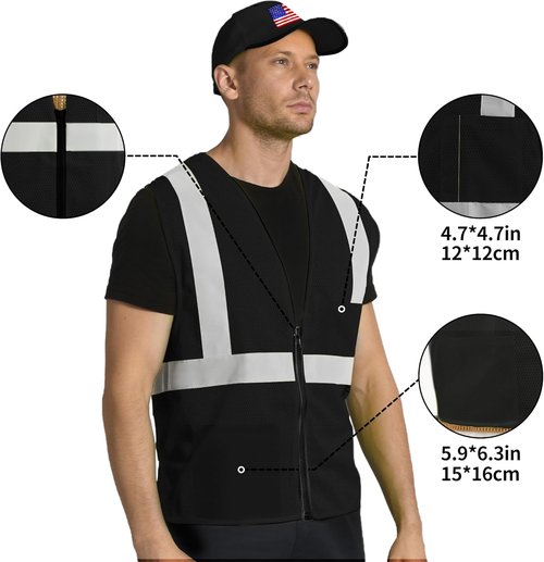 AYKRM 2 Pocket Mesh High Visibility Reflective Safety Vest for men & Women ANSI/ISEA 107 Standards