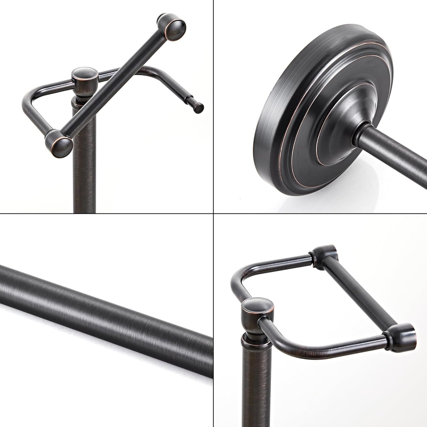 Brushed Nickel Free Standing Toilet Paper Holder with Pivoting Design & Weighted Base