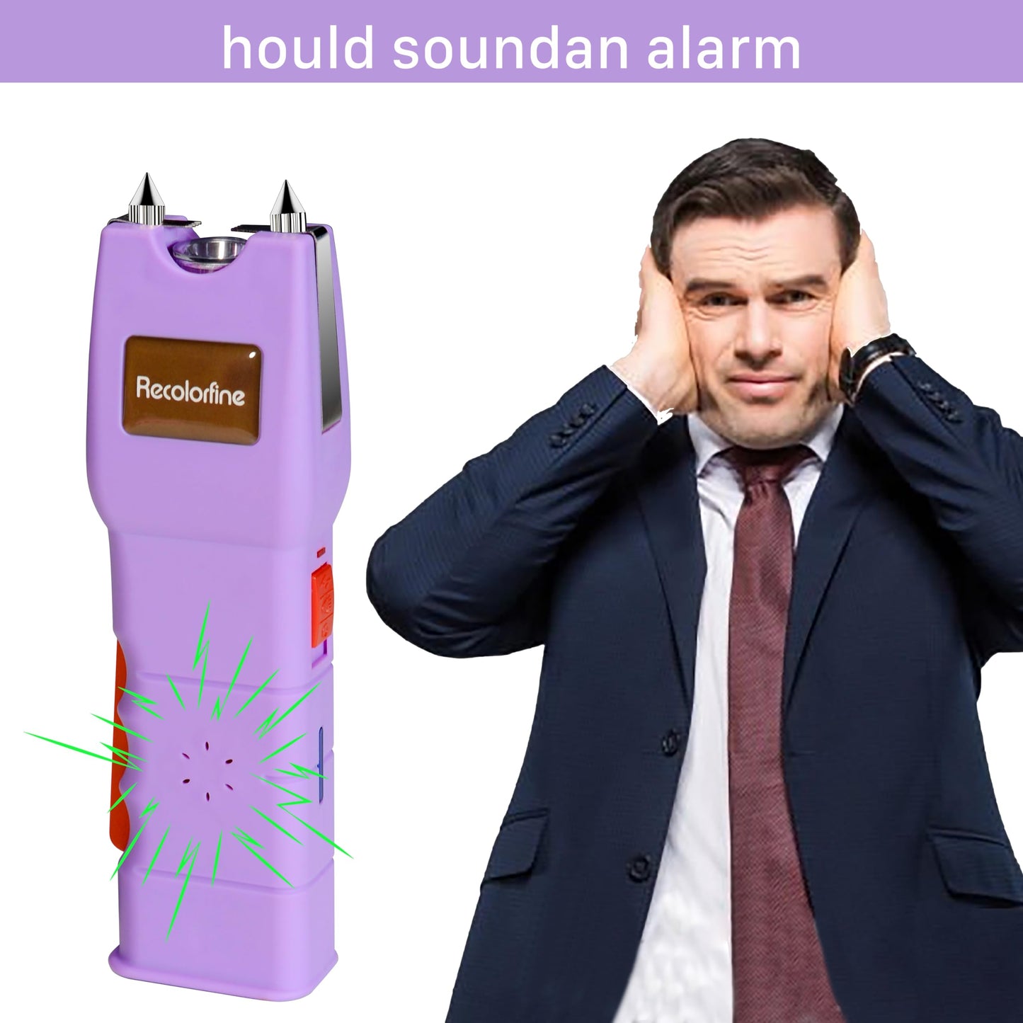 Stun Gun with LED Flashlight for Women Self Defense Rechargeable Stun Guns with Safety Switch (Purple)