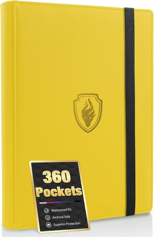 Fabmaker Premium 9-Pocket Card Binder - Sturdy Trading Card Album for 360 Cards | Yellow