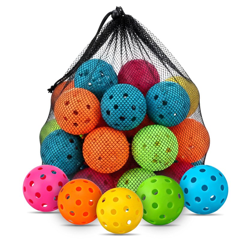20 Pack Premium 40-Holes Multicolor Outdoor Pickleball Balls, USAPA Approved Pickleball Ball with Bag, Perfectly Balanced, High Bounce True Flight, Outdoor Pickleballs Set for Beginners Professionals