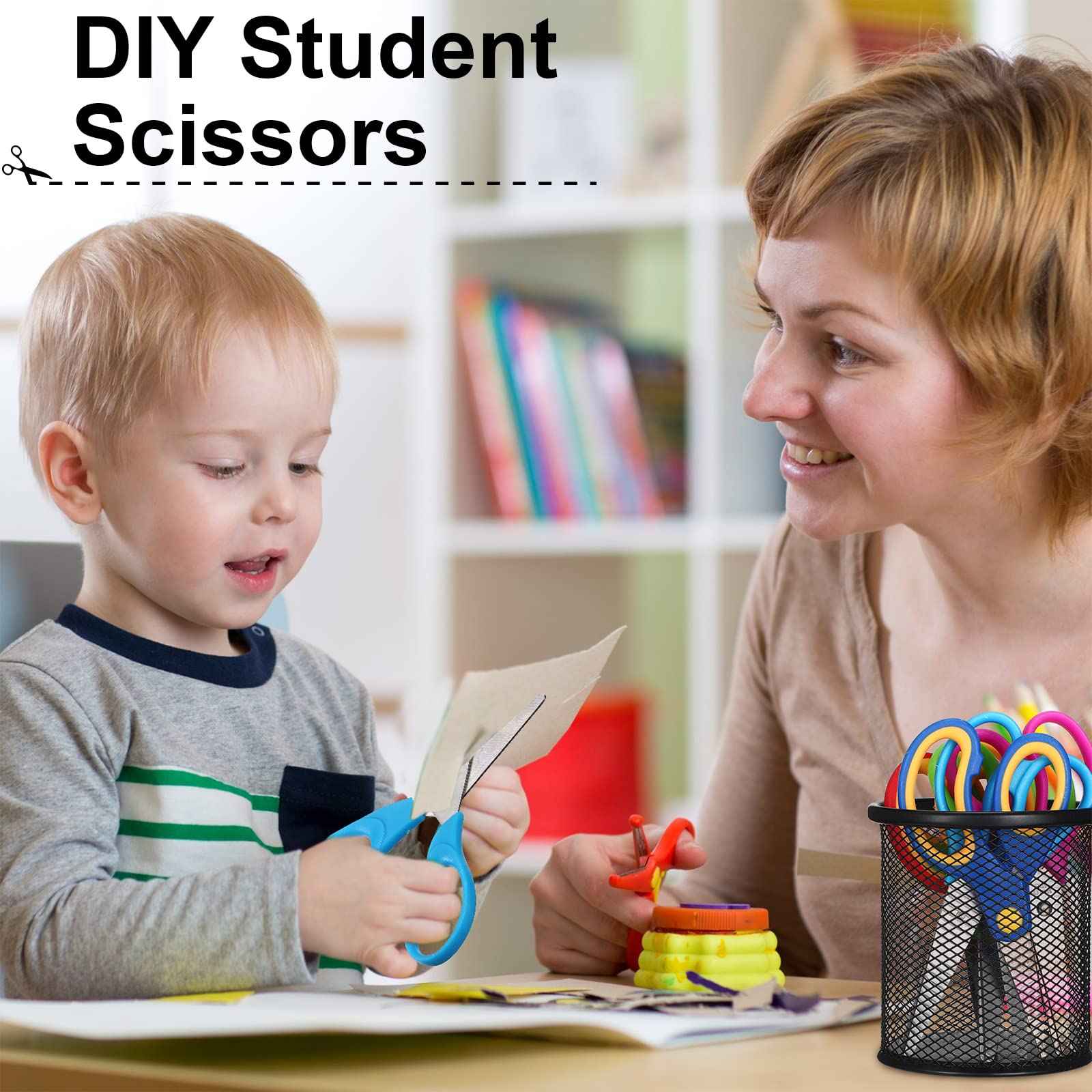 Reginary 78 Pcs Kids Scissors Bulk 5 Inch Student Children Blunt Tip Safety Scissors Multipurpose Rounded Tip for Office Home School Craft Supplies, Multicolor