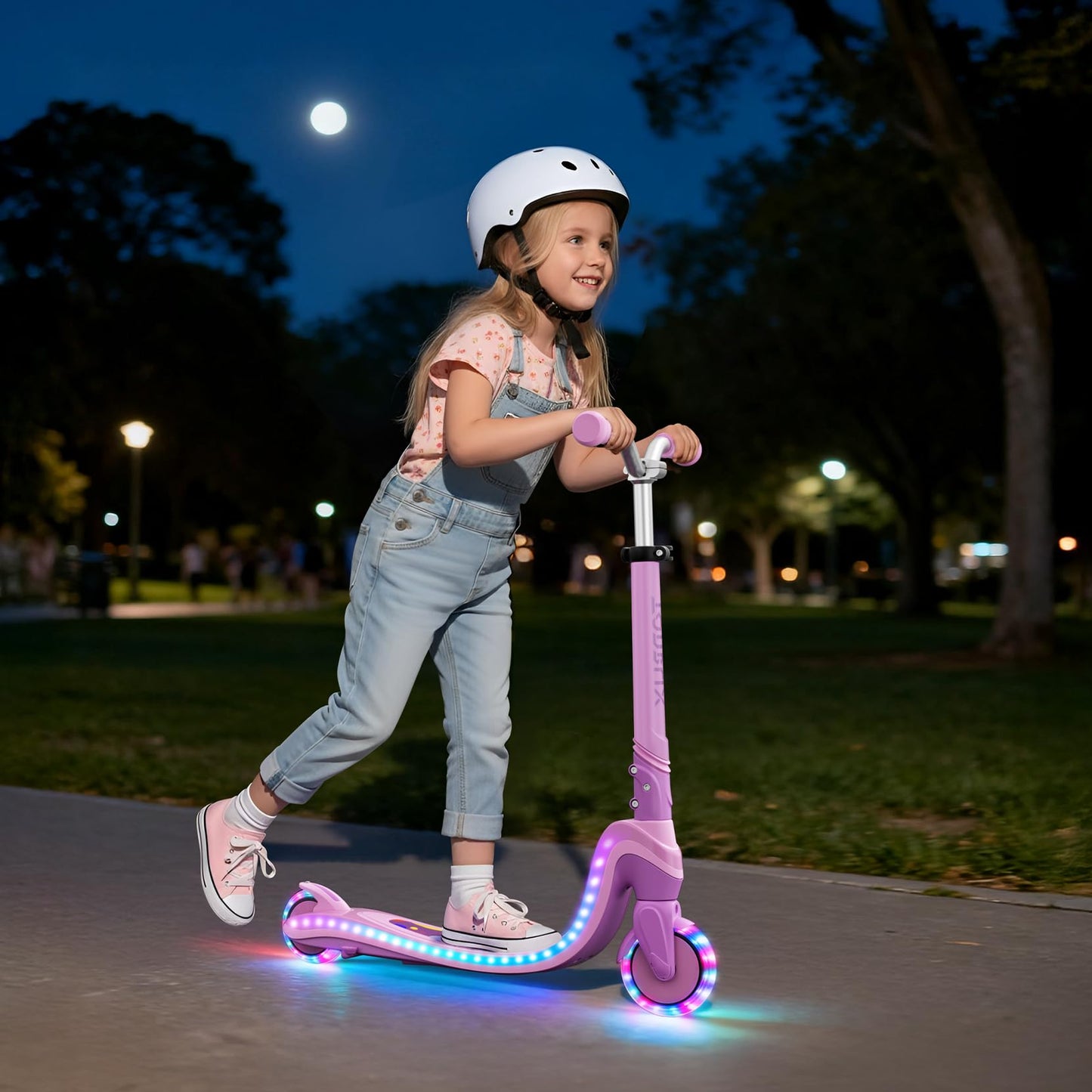 TONBUX 2 Wheel Scooter for Kids Ages 5-8, Dual Zone 4 Modes Light Up Scooter with LED Deck & Wheels, 3-Level Adjustable Height Kids Scooters, Safe & Lightweight Gift for Boys Girls (Pink+Purple)