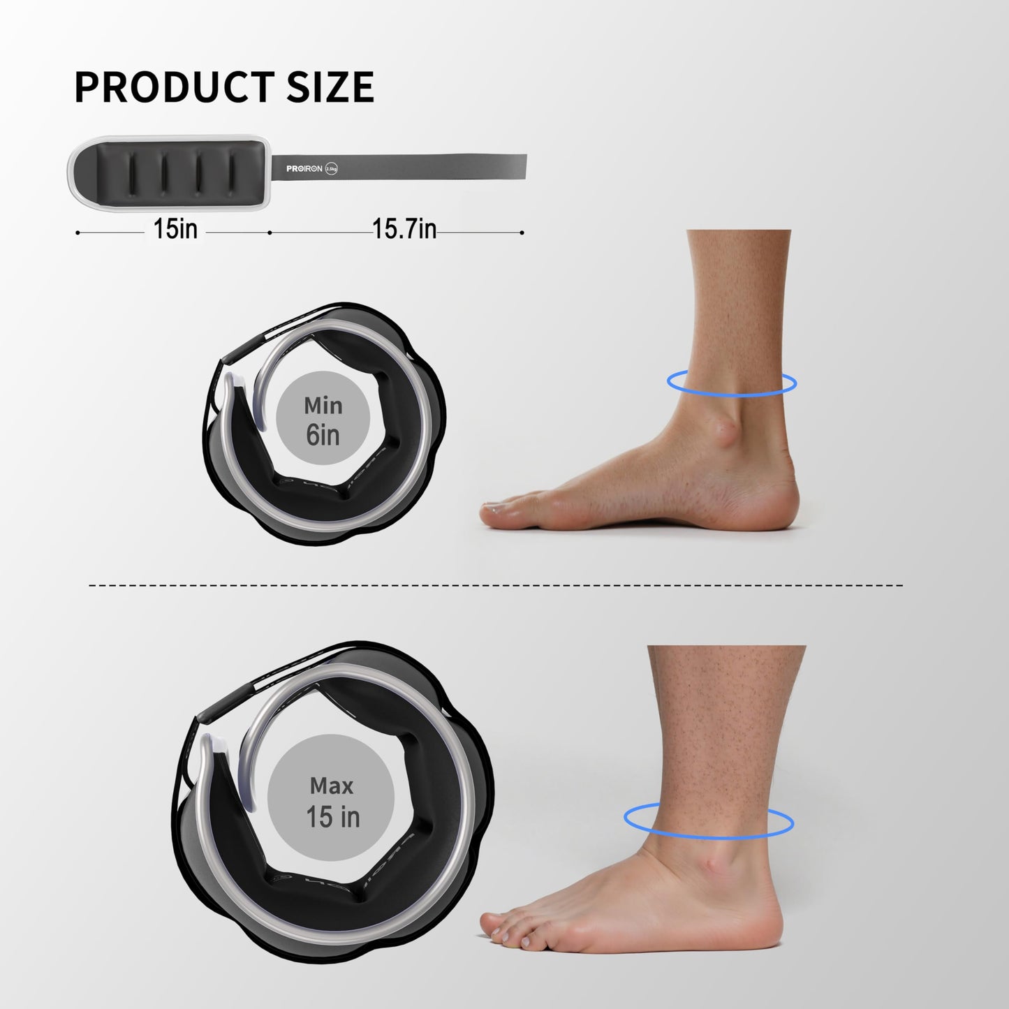 PROIRON Adjustable Ankle Weights, Leg Weights for Men, Ankle Weights 5lb Set of 2, Durable PU Leather, Ankle and Wrist Weights, 1-5 lbs Adjustable Per Ankle
