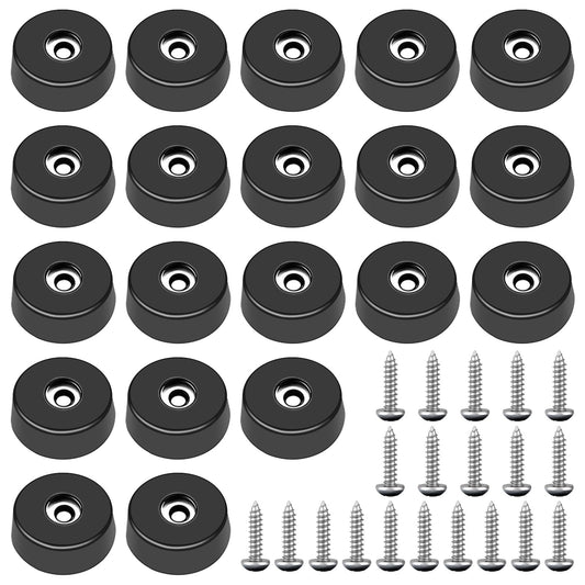 smseace 40Pieces Rubber Feet for Cutting Board with Stainless Washer and Screws, 1 inch Non Slip Rubber Bumper Feet for Furniture, Electronics, Tables, Sofas