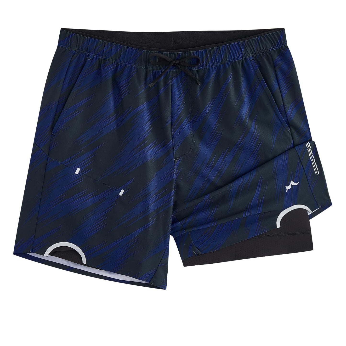 maamgic Men’s Running Shorts 7" 2 in 1 Compression Liner 4-Way Stretch Quick Dry Laser Perforated Gym Workout Athletic Shorts with Pockets Large Dark Blue