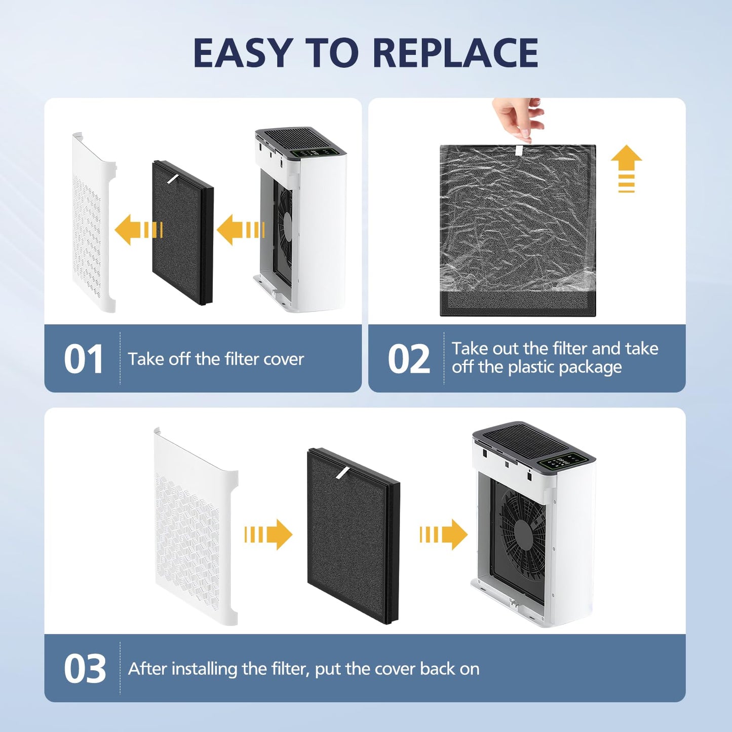 TZ-K2 Replacement Fil-ter Compatible with ToLife TZ-K2 Air Puri-fier for Home Large Room, 3-in-1 HEPA High-Efficiency Activated Carbon TZ-K2-A Fil-ter, 2 Pack