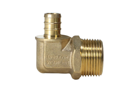 XFITTING Barb Crimp 1/2 Inch Pex X 3/4 Inch Male Threaded Elbow, 2 Pieces