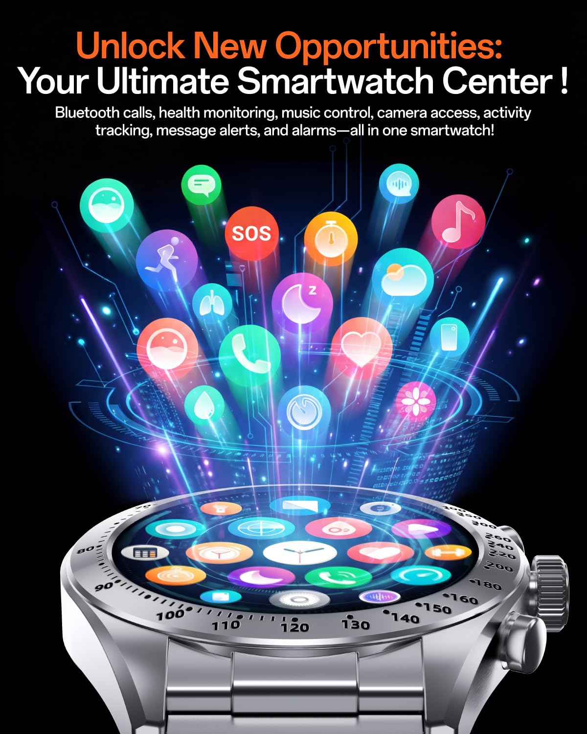 Weofly Aurora 2 Smart Watch for Men Answer/Make Call, 1.32" AMOLED HD Screen Mens Luxury Watch, 350mAh Smartwatch Heart Rate Blood Oxygen Sleep Monitor Pedometer, 3 Strap Connection Adapters (Silver)