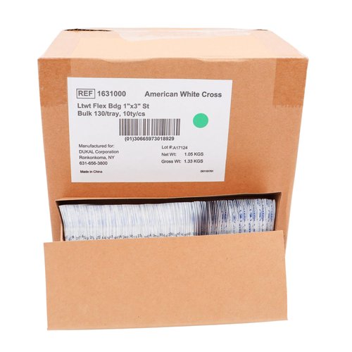 American White Cross Flexible Fabric Bandages, 1" x 3", Box of 1300