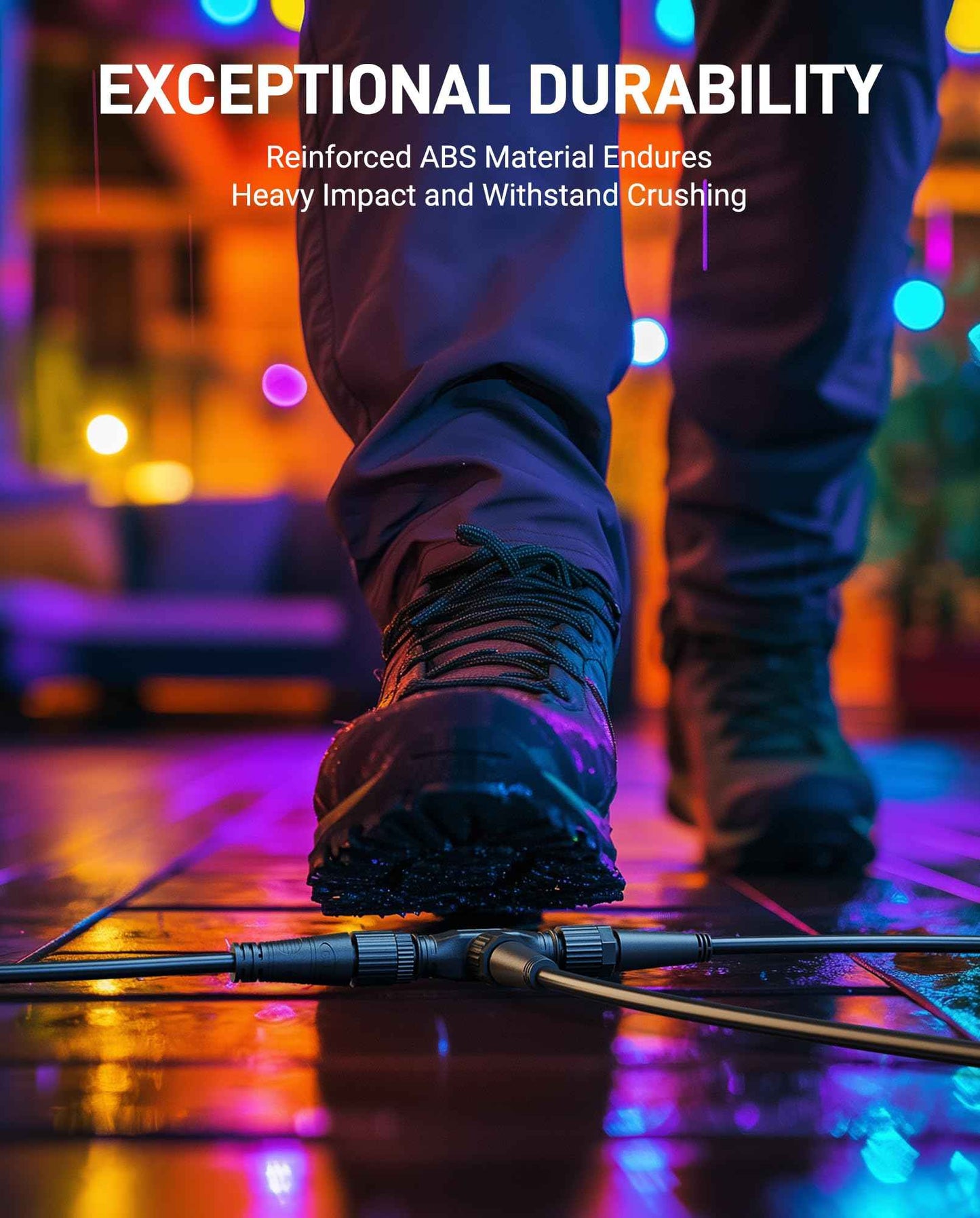 8FT+T Connector Waterproof Extension Cable for Philips Hue Outdoor 24V Lights – Compatible with Lily Spot, Calla Pathway, Impress Pedestal & Wall Light, Amarant – Male to Female Connector