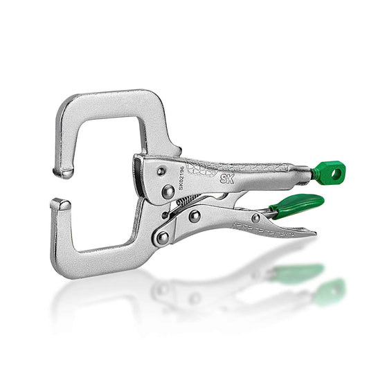 SK 6" C-Clamp Locking Pliers with Regular Jaws, Premium CR-V Construction, Ergonomic Anti-slip Handle