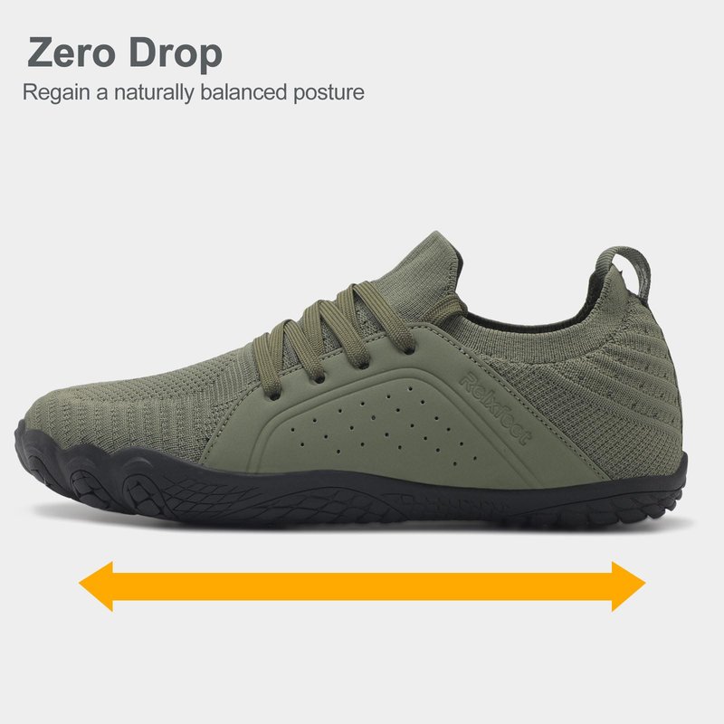relxfeet Men's Barefoot Trail Running Shoes Zero Drop Minimalist Wide Toe Box Non-Slip Lightweight Cross-Trainer Sneakers for Hiking Gym Walking, Army Green 11