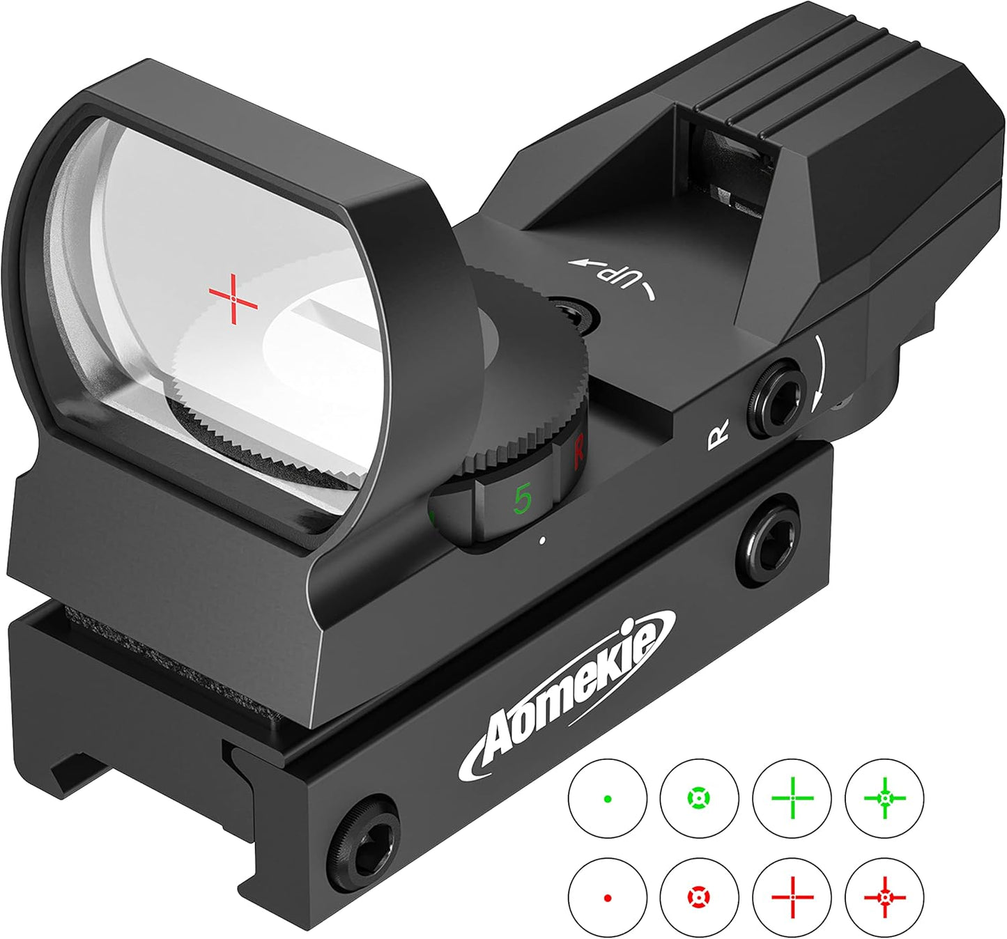 Aomekie Red Green Dot Gun Sight - Tactical Reflex Scope with 4 Reticles & 20mm Mount Rail