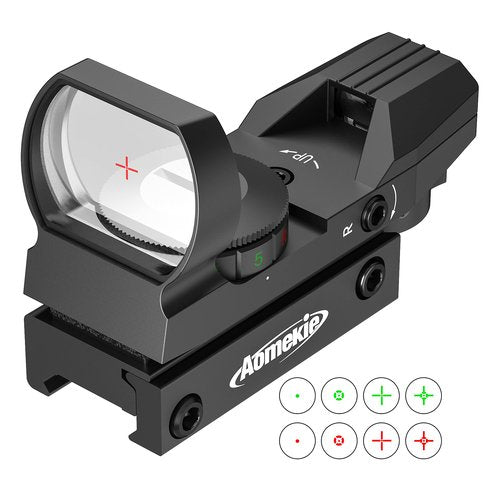 Aomekie Reflex Sight - Red Dot Sight Scope Dual Illuminated (Red/Green) Reticle with Adjustable Styles (4 Options)