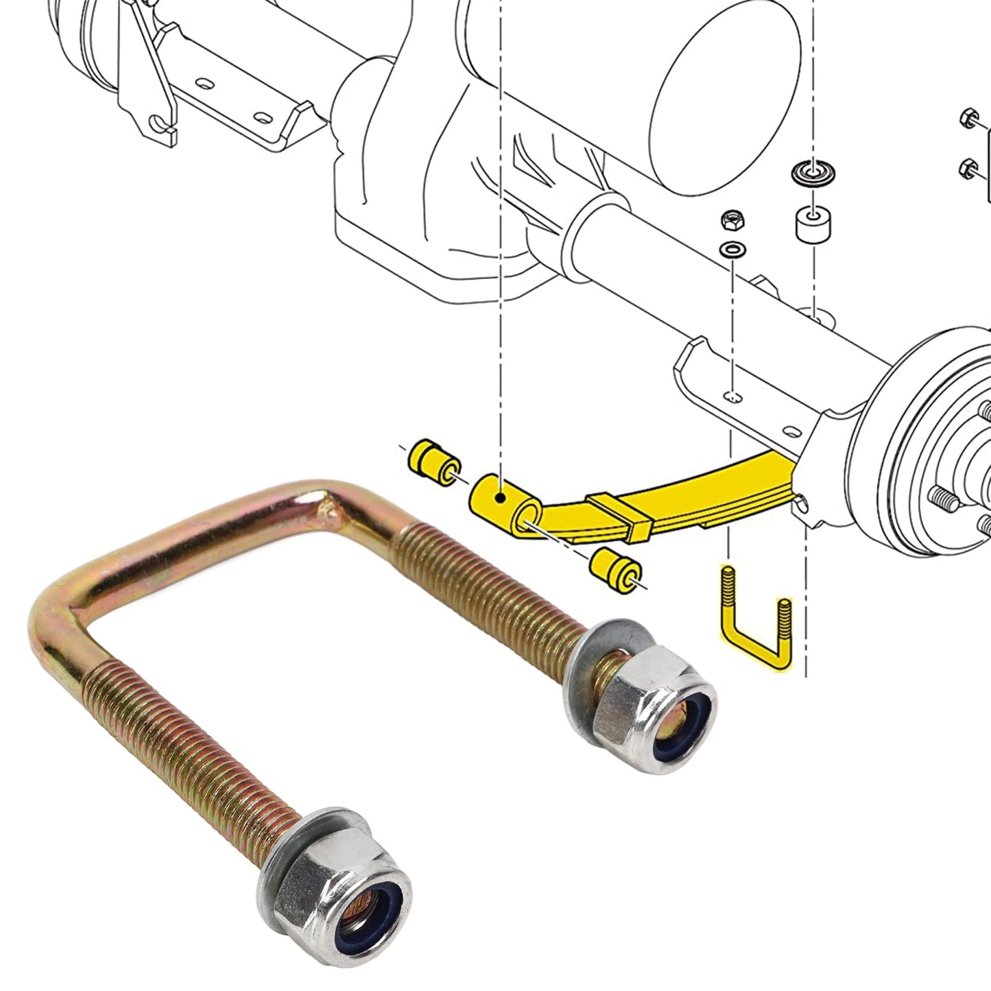 Acouto Leaf Spring U Bolts for EZGO 72029G01 72124G01 72124G01 72618G01 72618G01, 2pcs Leaf Spring U Bolts with Screw Nuts Steel Alloy for Cart TXT Workhorse Gas Electric