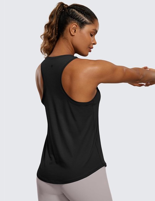 CRZ YOGA Pima Cotton Racerback Tank Top - Soft, Casual Sleeveless Workout Shirt for Women
