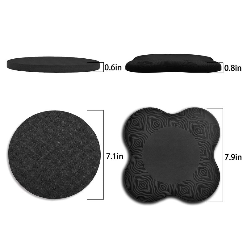 SAMTKA Yoga Knee Support Pad for Women Pilates Kneeling Cushion | Elbows Wrist Hands Head Foam Extra Thick Men Exercise Knees Pads Set of 10 Pieces (Black)