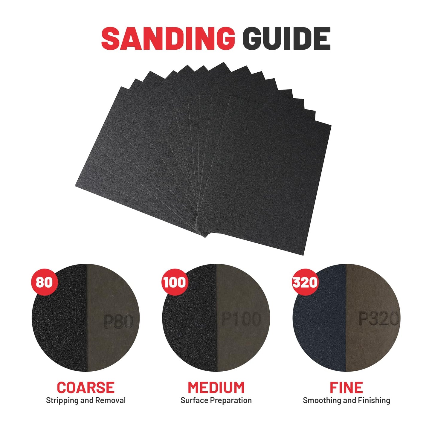 ZKH Sand Paper, 320 Grit Sandpaper Sheets, 15 Packs of 9'' x 11'' Wet Sanding Paper for Wood Furniture, Metal, Plastic, Paint