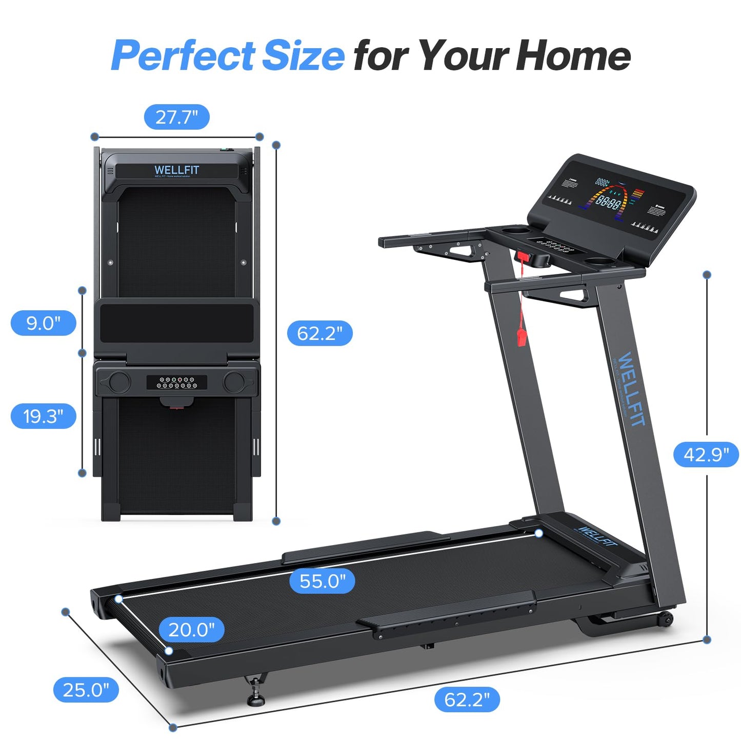 WELLFIT Auto Incline Treadmill, 15% Incline Heavy Duty Treadmill for Home