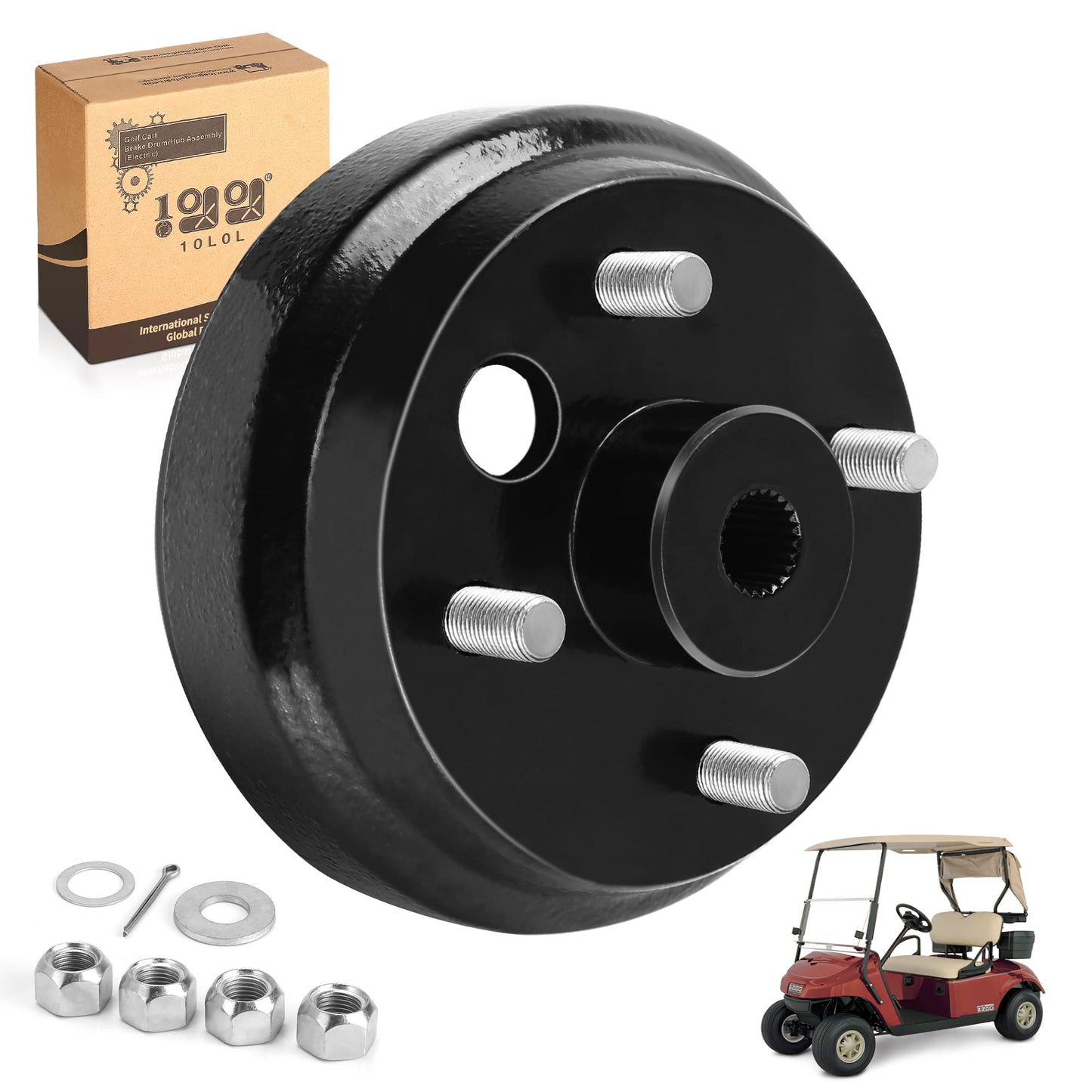 9.99WORLD MALL Golf Cart Brake Drum Hub Assembly for EZGO TXT PDS 1982-up Electric & 1982-1993 2-Cycle Gas, Replace OEM# 19186G1P (1)