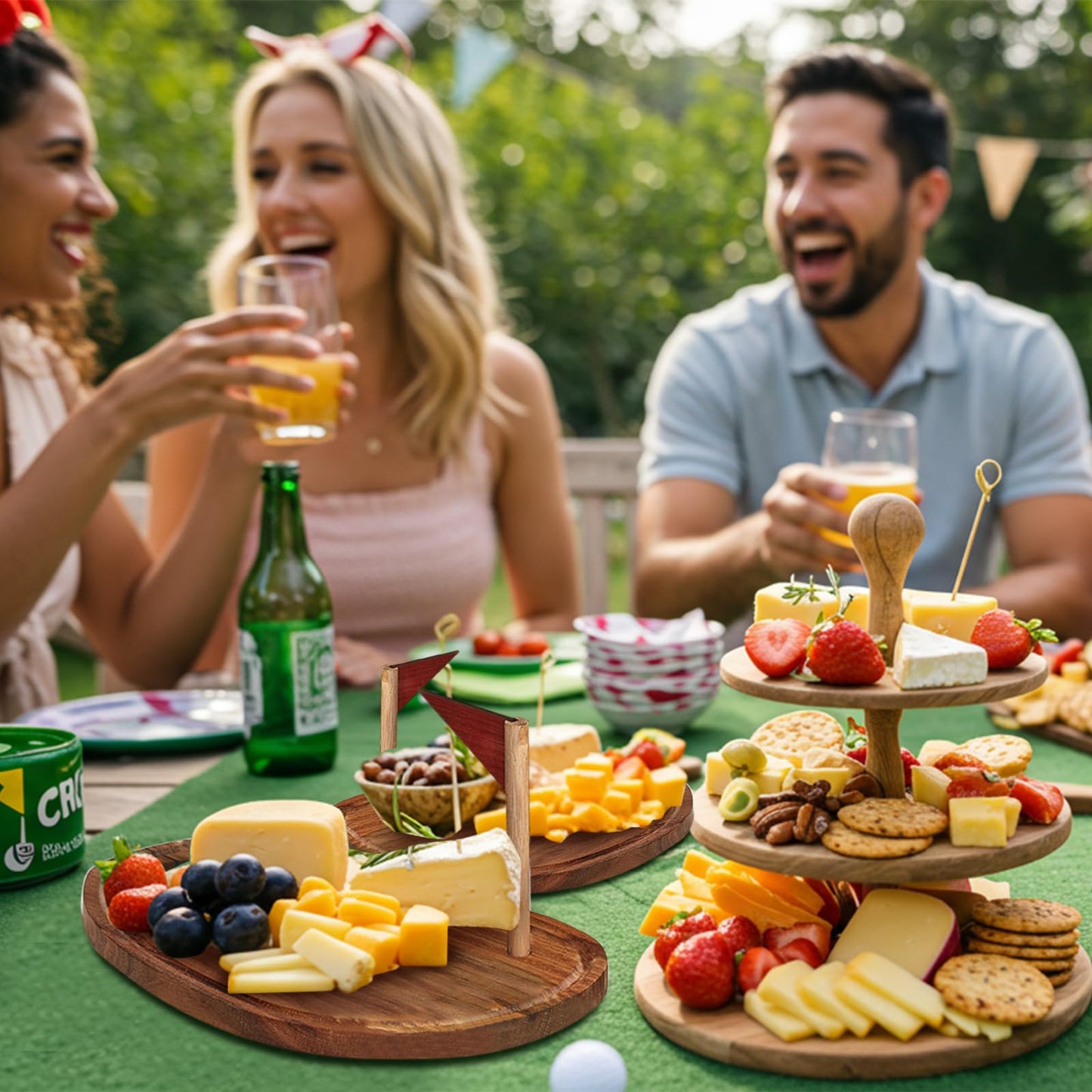 Ziliny Golf Cheese Board Gift Set Father Day Gift for Dad Party Favor Prizes Charcuterie Wood Board with Knives and Box for Party Tournament Birthday Game Game(9.8" x 7.7", Acacia Color)