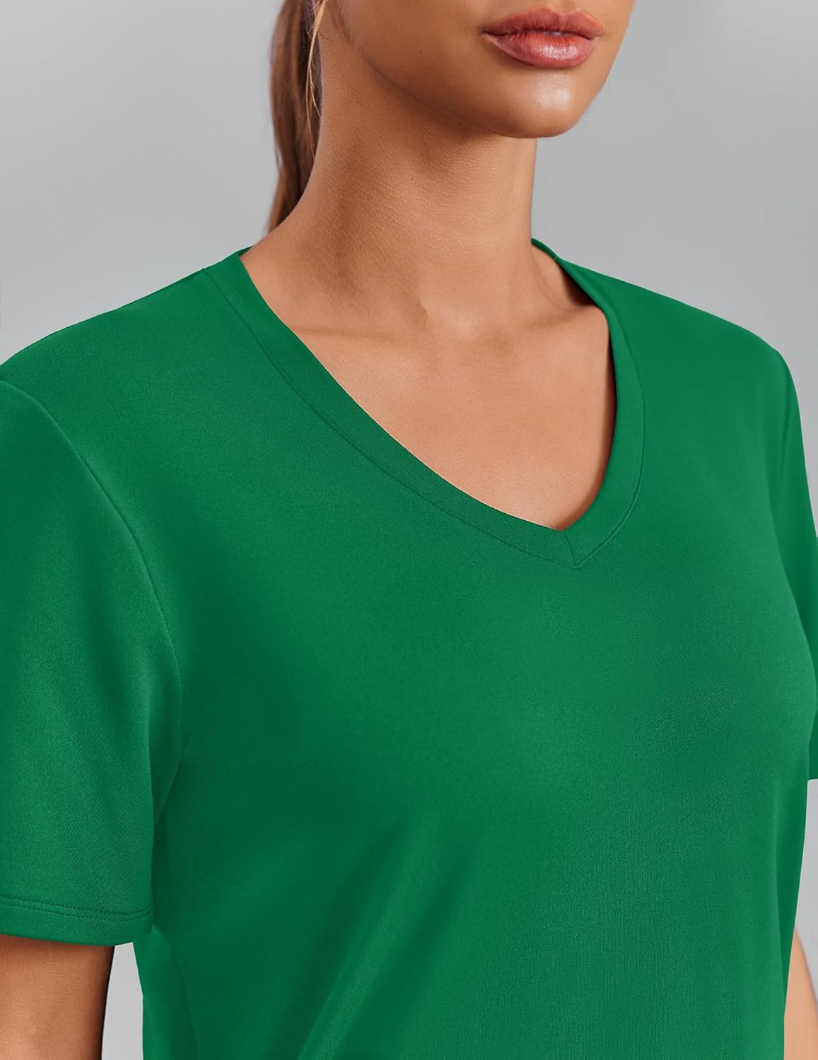 PINSPARK Soft Workout Tops for Women - Short Sleeve V-Neck, Moisture-Wicking, UPF 50+ Sun Protection, Quick Dry Gym Shirt