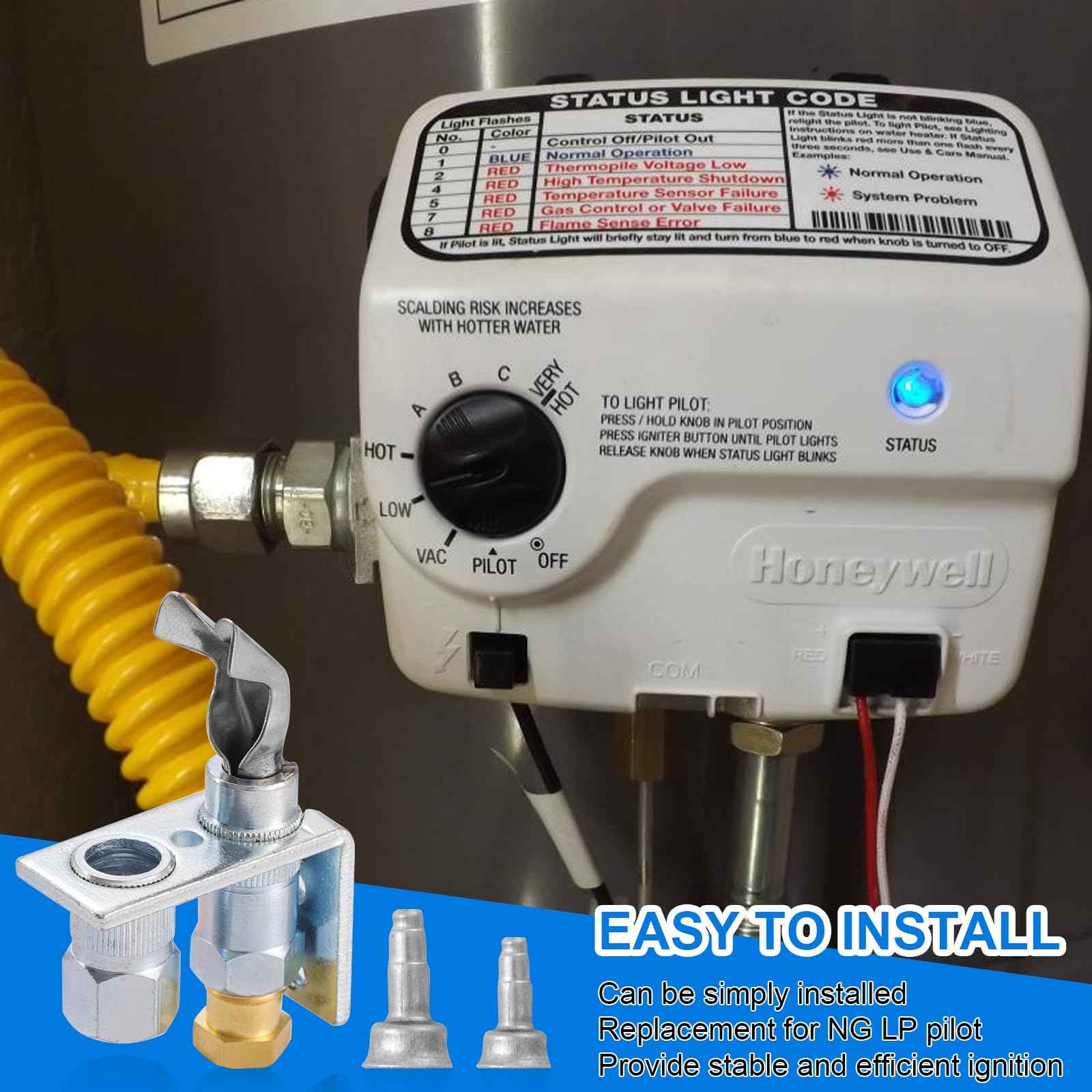 Tigbear Q314A4586 Pilot Burner Flame Head, Natural Gas and Propane Pilot Burner Assembly, Standing Pilot Burner with Orifice Compatible with Honeywell TRC Q314A-CSC