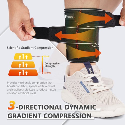 Feamero Plus Size Shin Splints Compression Wrap, Calf Compression Sleeve for Swelling, Edema & MTSS Pain Relief, Adjustable Shin Support Brace for Sprains & Muscle Tears, Men & Women (M, 1 Pcs)