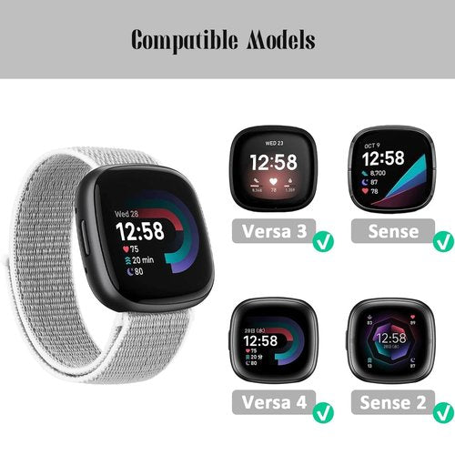 10 Packs Nylon Band Compatible with Fitbit Versa 3/Fitbit Versa 4/Fitbit Sense 2/Fitbit Sense for Women Men, Adjustable Sport Stretchy Braided Solo Loop Strap for Fitbit Versa 3/4