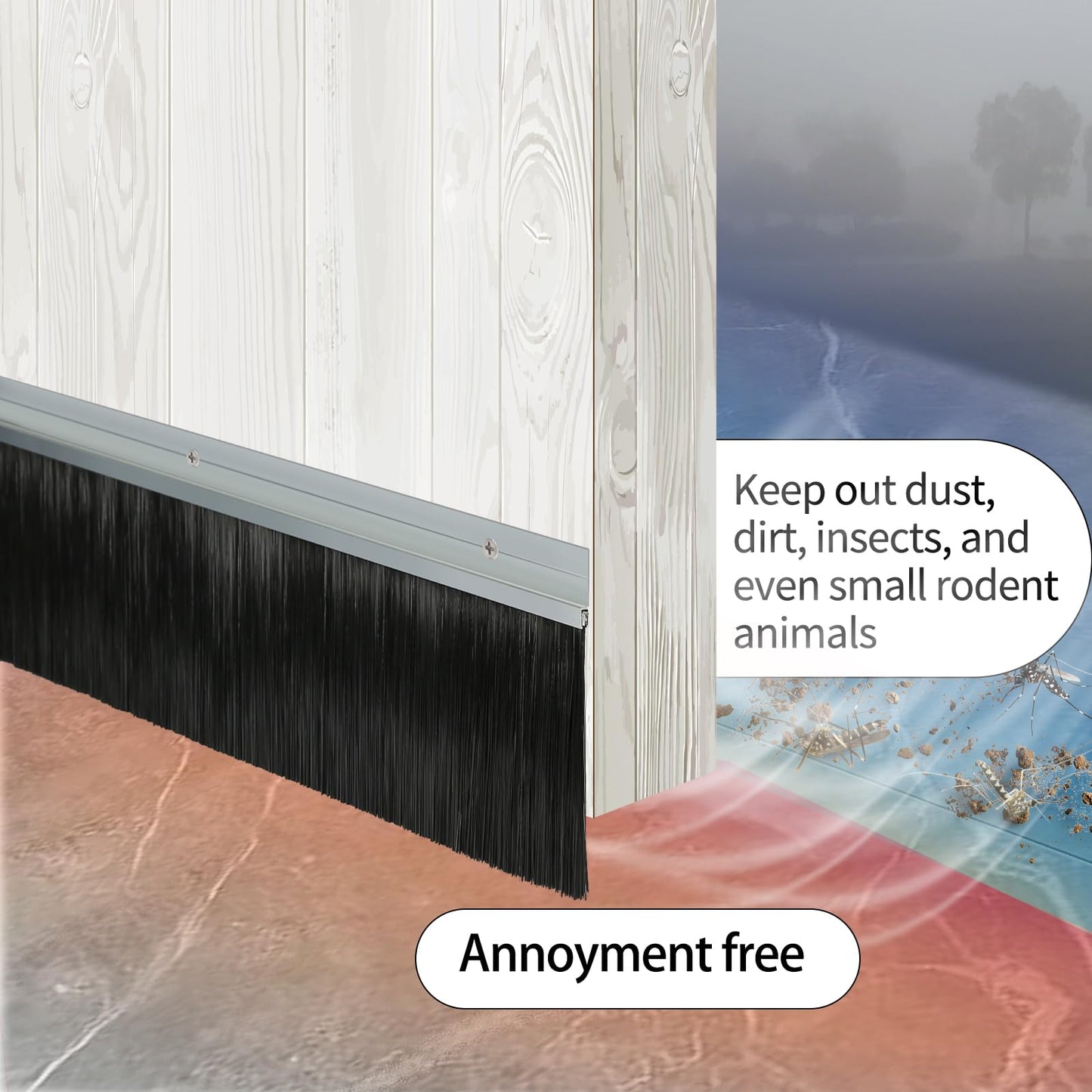 Retsun 8 Sets x 39.37 Inche Net Hair 3 Inches Wide Door Brush Sweeps Seal Garage Roll Up Door Brush Durable Easy Mounting (3 Inches Hair, 8 Sets)