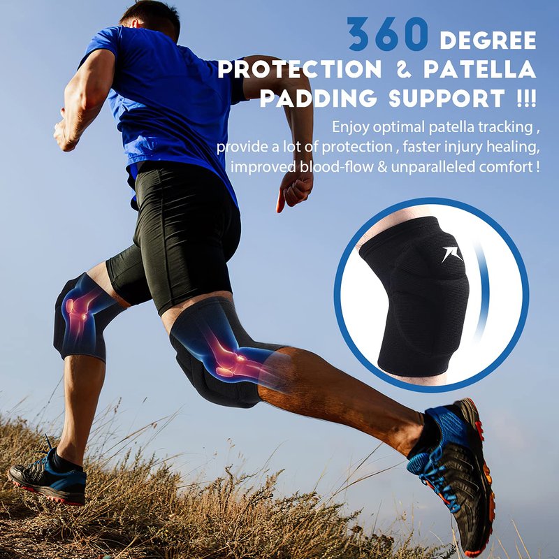Racbeuk Volleyball Knee Pads,Knee Compression Sleeve Support for Men Women with High Protection Pads,Professional Grade Knee Pads for Running,Meniscus Tear,ACL,Arthritis,Joint Pain Relief