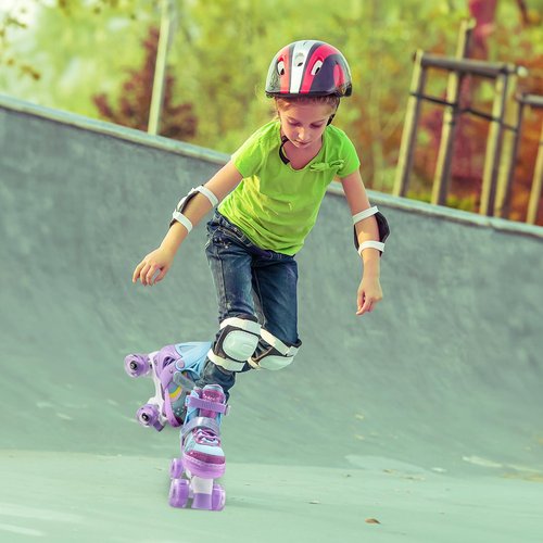 Fotoumgl Roller Skates for Kids Girls Boys, 4 Size Adjustable Rainbow Toddler Rollerskates with 8 Full Light up Wheels, Safe and Fun for Children Beginners, Outdoor Indoor Sports