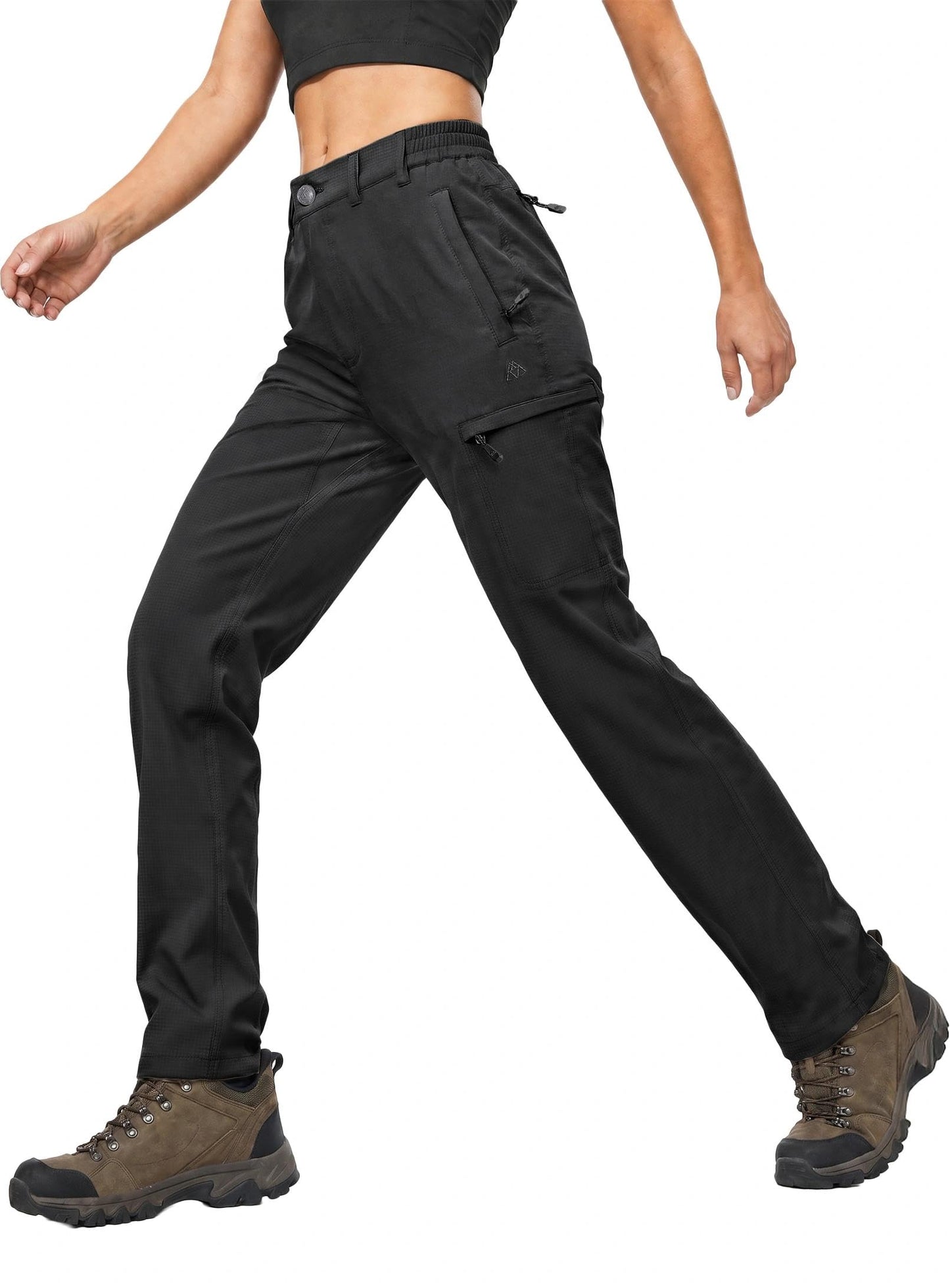 Haimont Women's Lightweight Water-Resistant Hiking Cargo Pants Black L