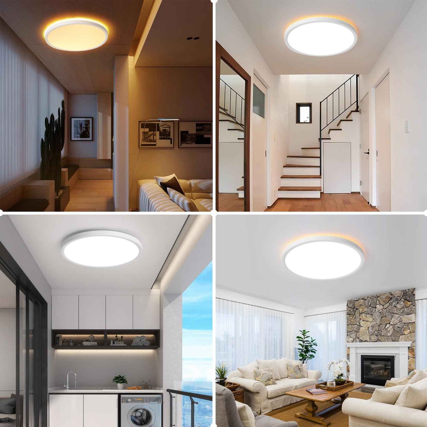 Mille Lucciole LED Flush Mount Ceiling Light Fixture Dimmable Ceiling Lights White 8.7 Inch 24W 2400LM 3CCT Color Adjustable Led Ceiling Light fixtures with Remote Control, Night Lights