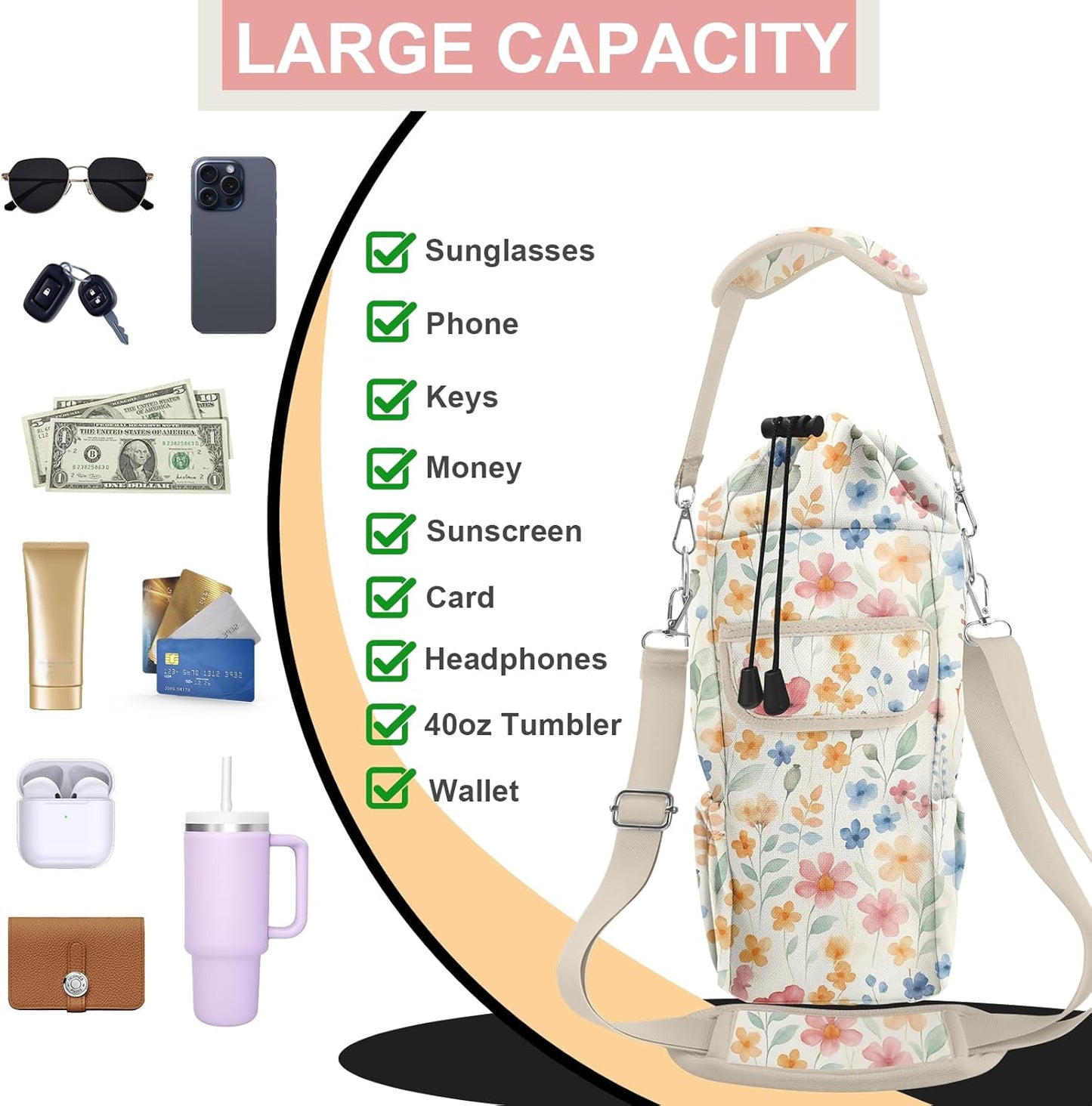 Stanley - Water Bottle Carrier Bag with Phone Pocket - Insulated Sling Pouch for 30/32/40 oz Tumblers