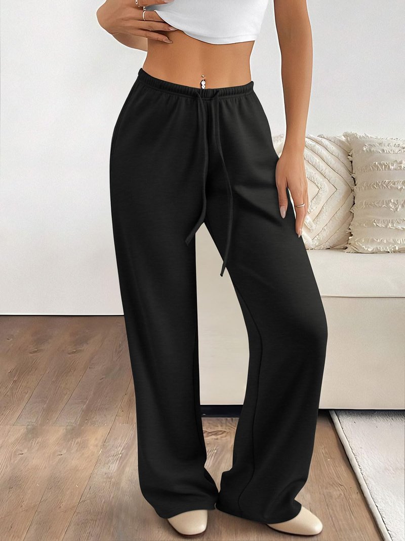 ATHMILE Womens Sweatpants Wide Leg Barrel Pants Baggy Joggers Low Waist Fall Fashion Winter Clothing Pockets 2026 Black