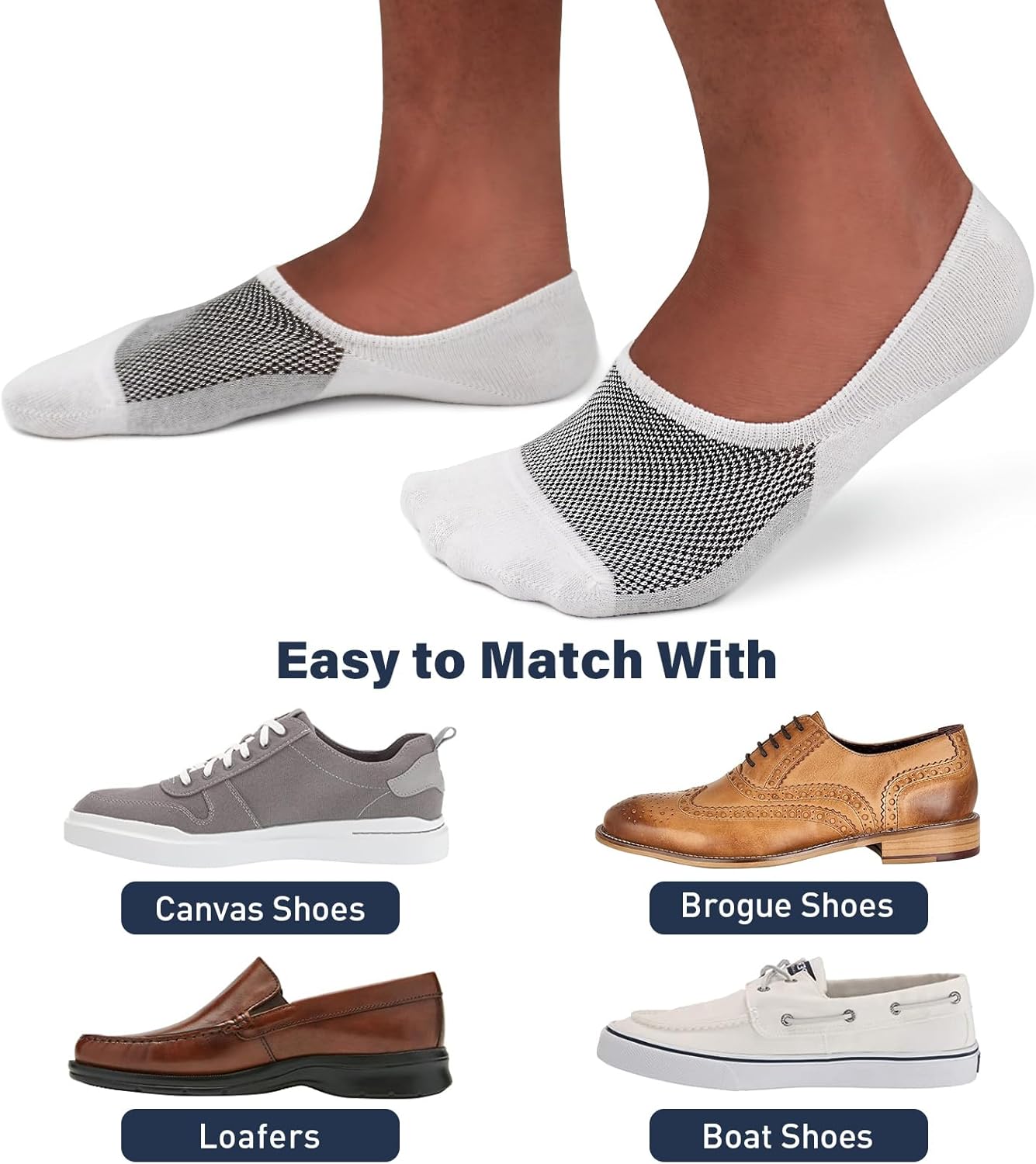 SIXDAYSOX No Show Socks for Men - Invisible Low Cut, Non-Slip Design | Size 5-11 & 10-13 (6/8 Pack)