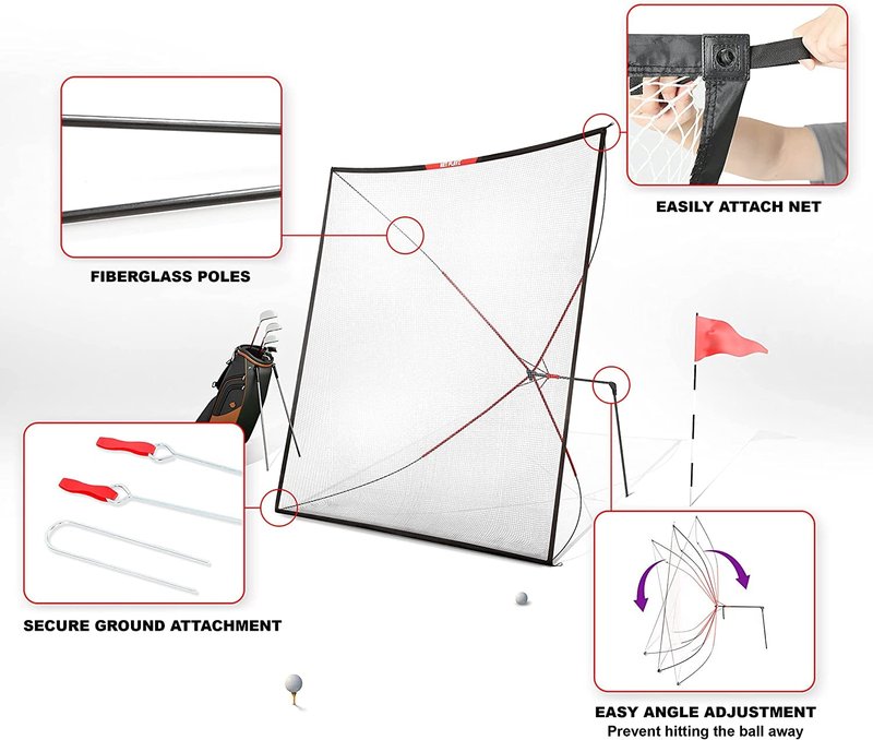 Net-Playz Golf Practice Net Hitting Net 10ft - Home Driving Range, Swing Training Aids, Big Size Auto Ball Return, Portable, Black, (NOG001402024)