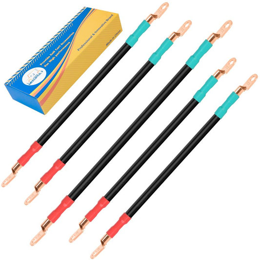 Mixopoly 4 Gauge Golf Cart Universal Battery Cable Kit Replacement for EZGO,Yamaha, Club Car All Models 36V & 48V 1994-UP, Pure Copper AC/DC Battery Wiring Kit (5-Piece Set)