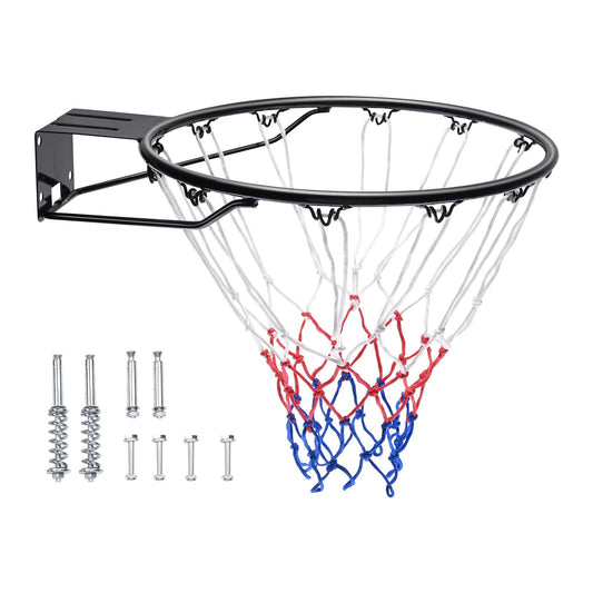 VEVOR Basketball Rim, Wall Door Mounted Basketball Hoop, Heavy Duty Q235 Basketball Flex Rim Goal Replacement with Net, Standard 18" Indoor and Outdoor Hanging Basketball Hoop