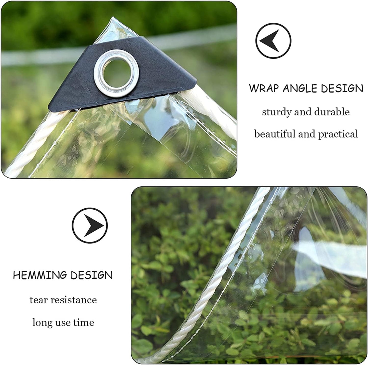 Clear Tarp, 3x5ft Clear Tarps with Grommets,14 MiL Heavy Duty Waterproof with Reinforced Edge for Patio and Pavilion,Porch and Outdoor Garden Pet Hutch Roof