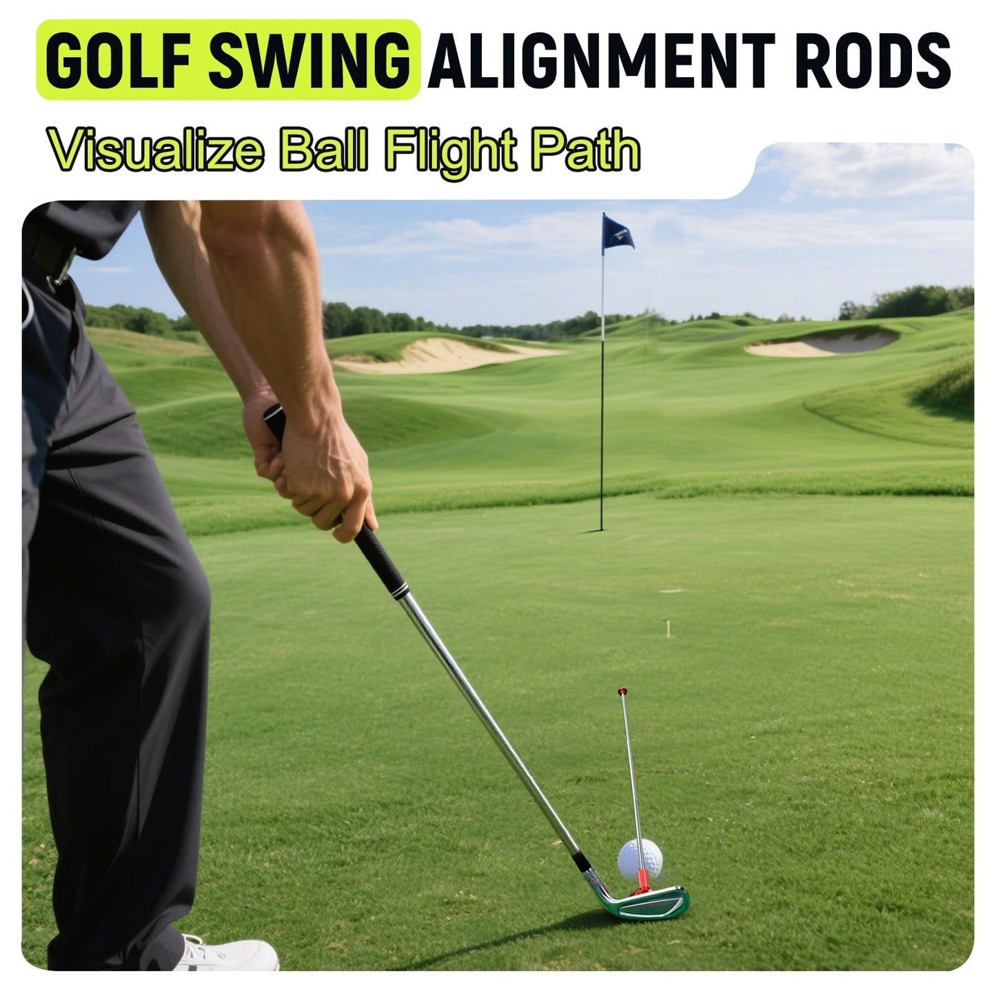 THE GOLFER STORE Golf Alignment Rods, Golf Club Alignment Stick Corrector Magnetic Golf Swing Trainer Aid Help Visualize and Align Your Golf Shot Length Adjustments